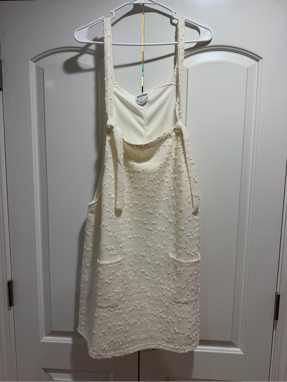 ARULA Cream Textured Mini Dress